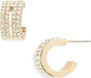 BaubleBar Pavé Crystal Huggie Hoop Earrings