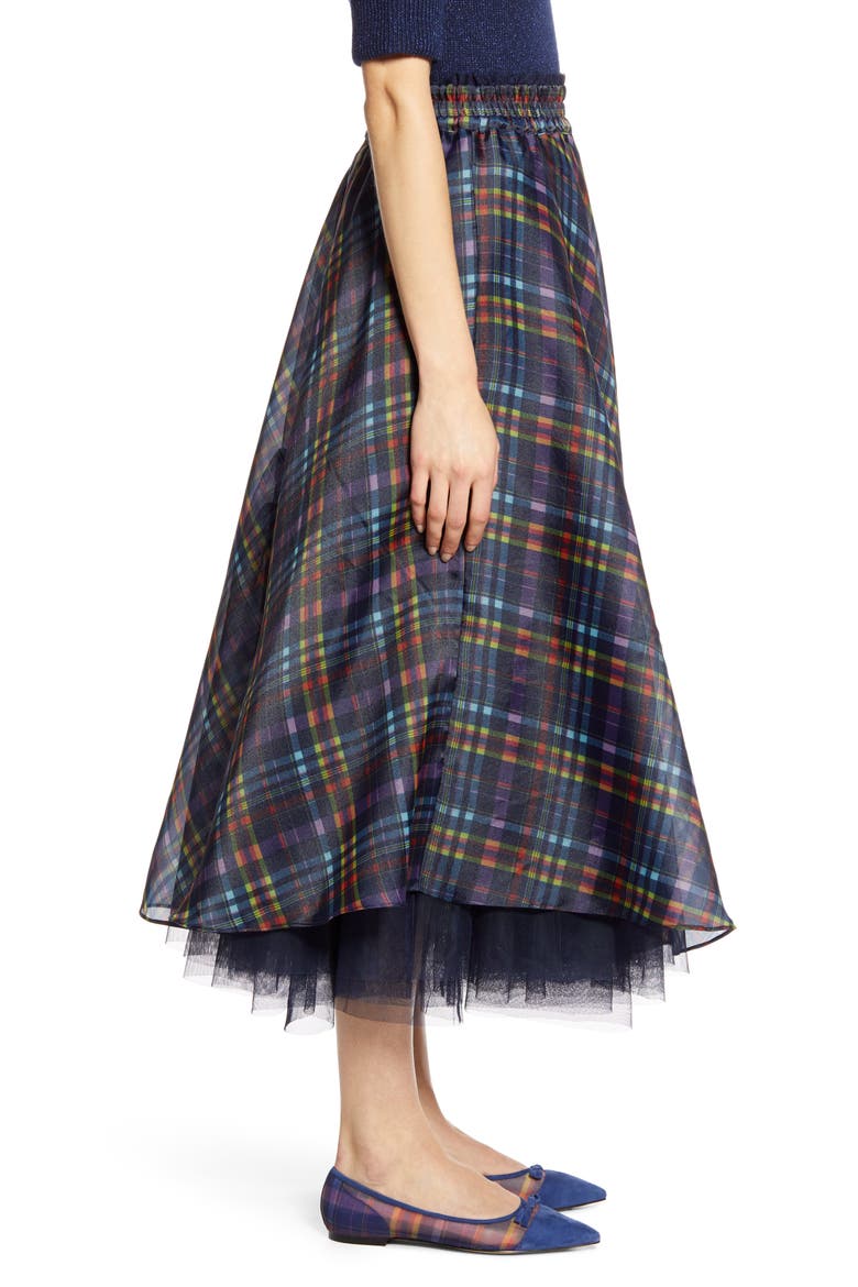 x Atlantic-Pacific Full Organza Midi Skirt (Nordstrom Exclusive), Alternate, color, NAVY PLAID