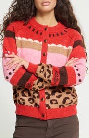 ICHI Ihlivoni Animal Print Cardigan