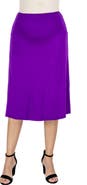 24seven Comfort Apparel Maternity A-Line Elastic Waist Knee Length Skirt