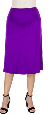 24seven Comfort Apparel Maternity A-Line Elastic Waist Knee Length Skirt