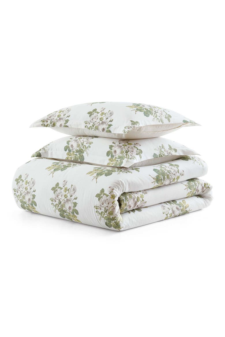 Eloise Floral Cotton Sateen Comforter, Main, color, MOONLIGHT GREY