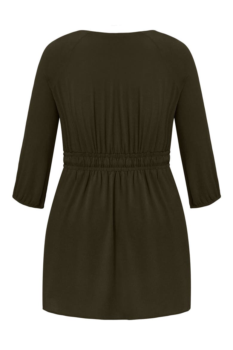 Long Sleeve Tie Waist Tunic Dress, Alternate, color, KHAKI
