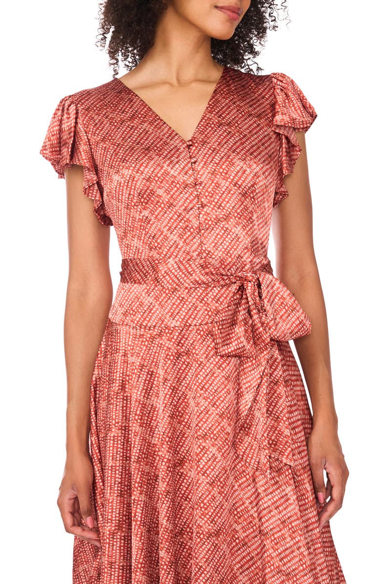 Vince Camuto Flutter Sleeve Satin Midi Dress, Alternate, color,