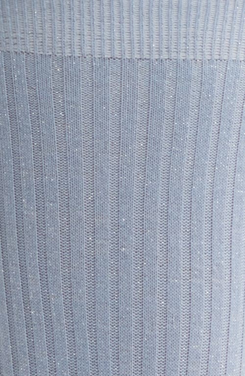 Oroblu Brilliant Metallic Rib Crew Socks In Sky
