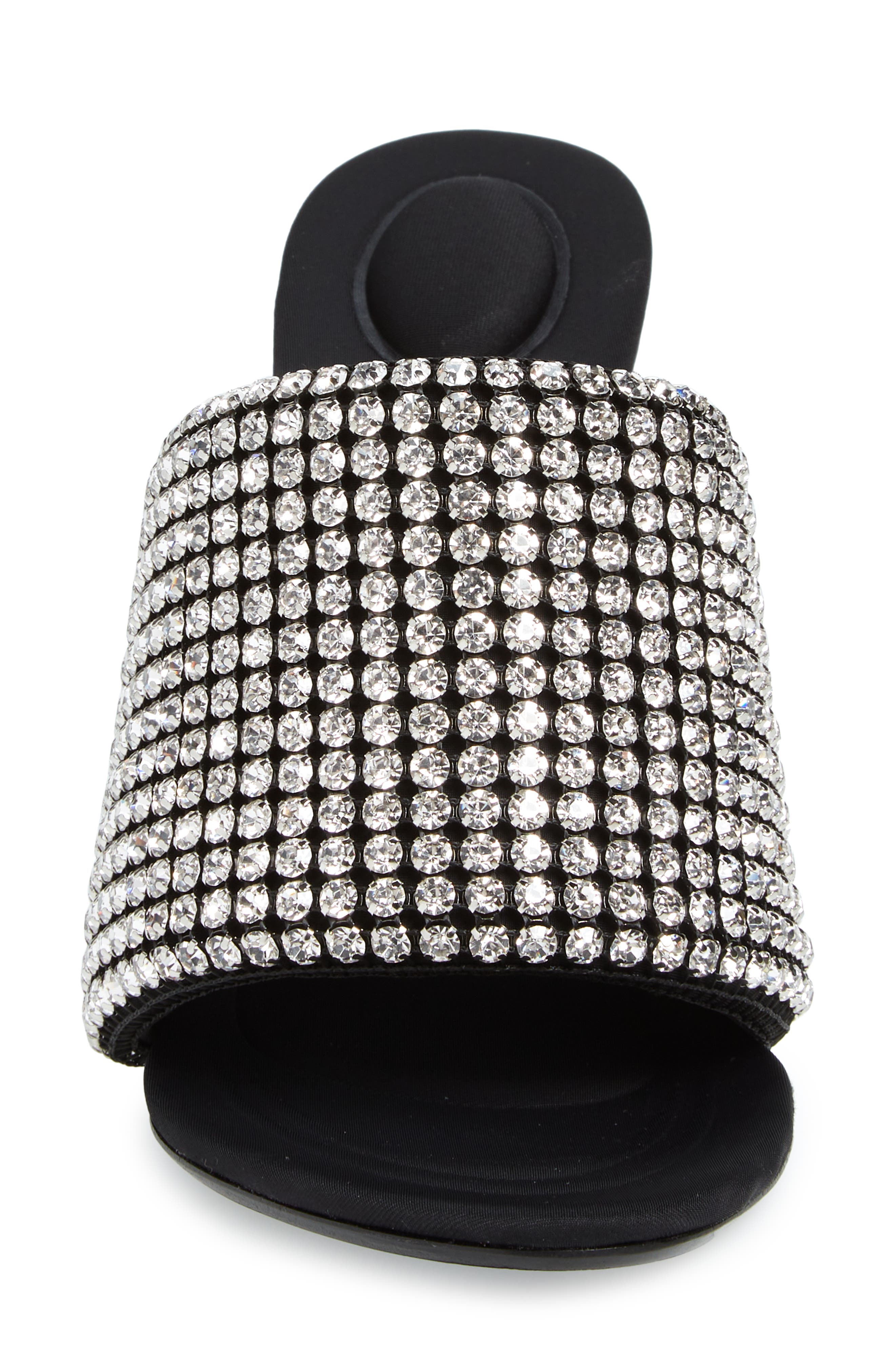 Sienna Crystal Embellished Slide Sandal, Alternate, color, BLACK