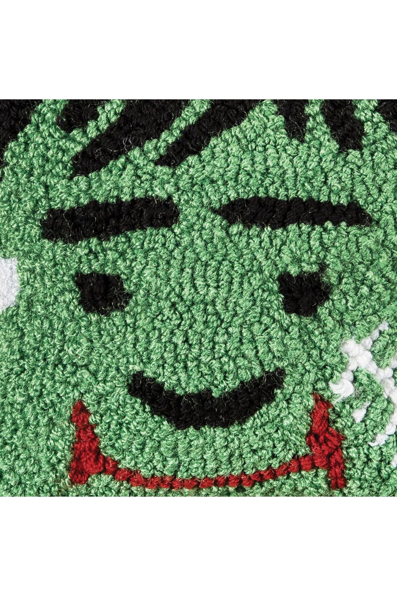 Frankenstein Monster Hooked Petite Halloween Accent Pillow 8" x 8", Alternate, color, Green