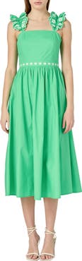 English Factory Flower Embroidered Midi Dress