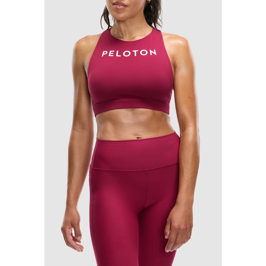 Peloton Cadent High Neck Racerback Bra In Beet Red