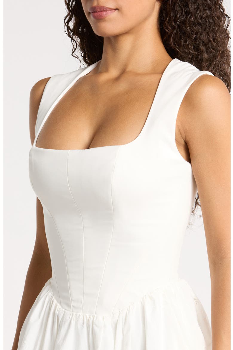 Safira Broderie Anglaise Detail Stretch Cotton Cocktail Dress, Alternate, color, WHITE