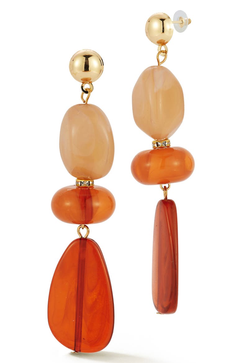 Triple Bead Drop Earrings, Main, color, GOLD
