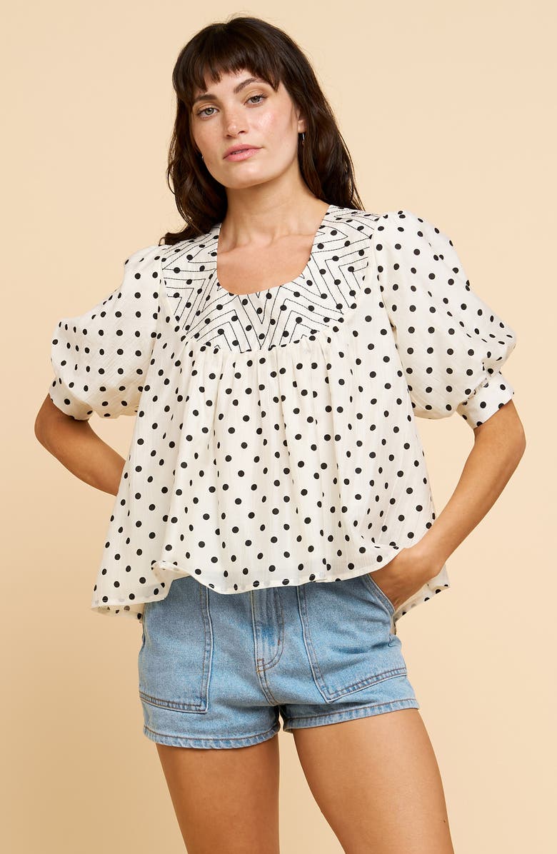 CIEBON Tallulah Polka Dot Top, Alternate, color, White