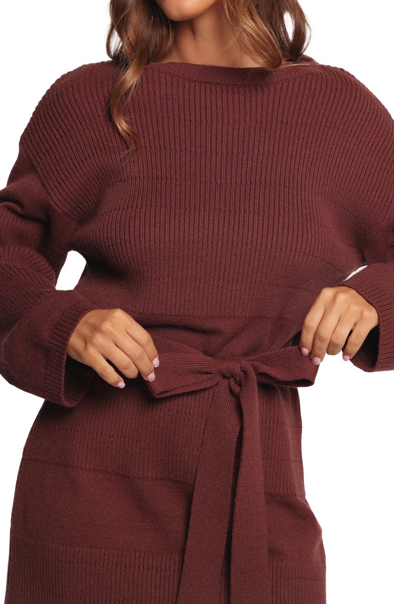 Petal & Pup Lucca Long Sleeve Mini Sweater Dress, Alternate, color, Chocolate Brown