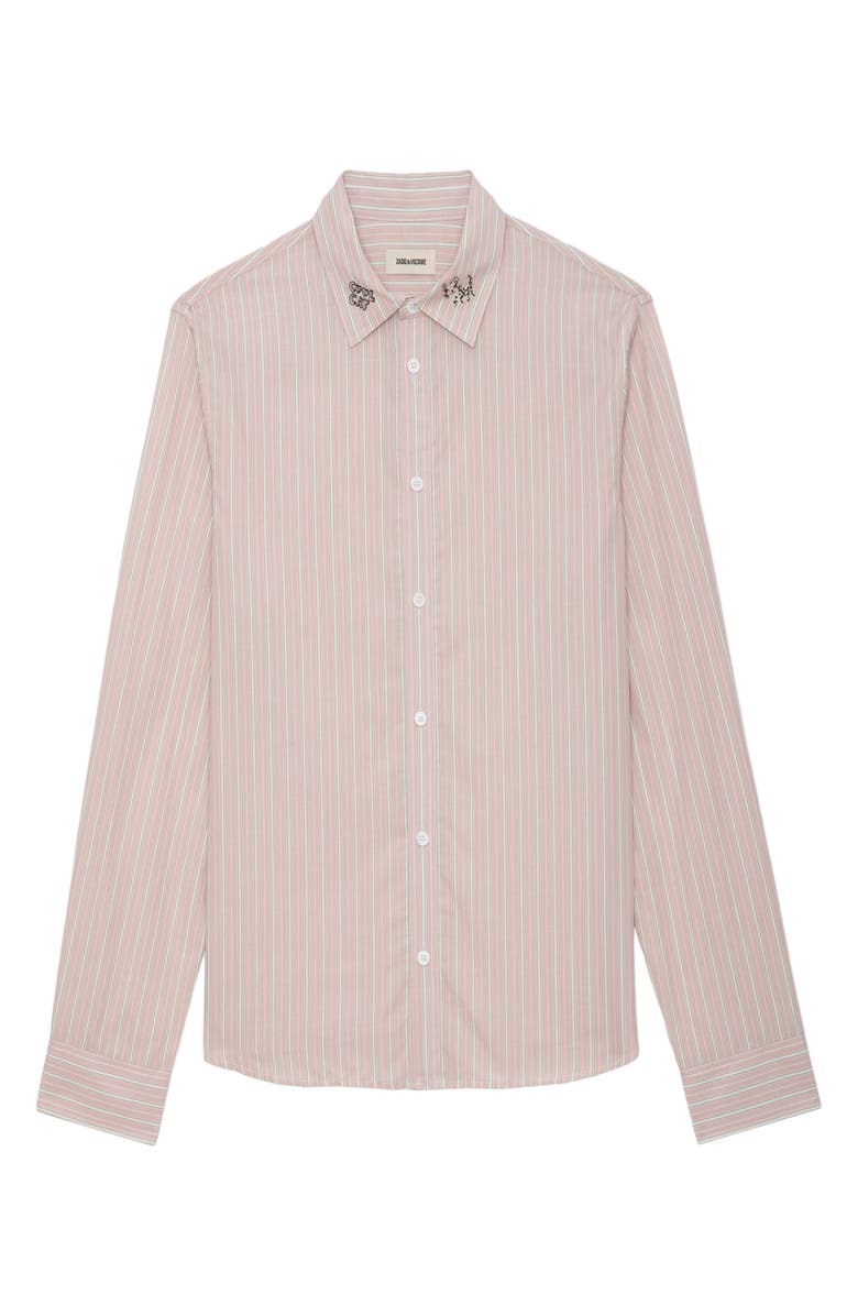 Zadig & Voltaire Sydna Raye Cool Cat Stripe Cotton Button-Up Shirt, Alternate, color, 
