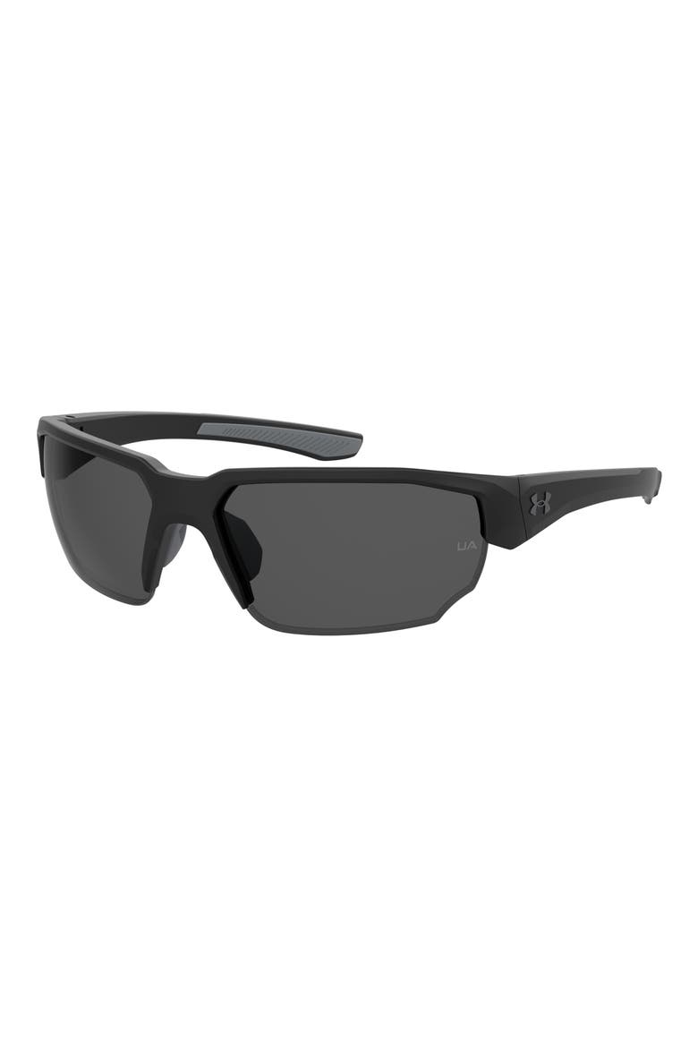 70mm Polarized Oversize Sport Sunglasses, Alternate, color, MATTE BLACK