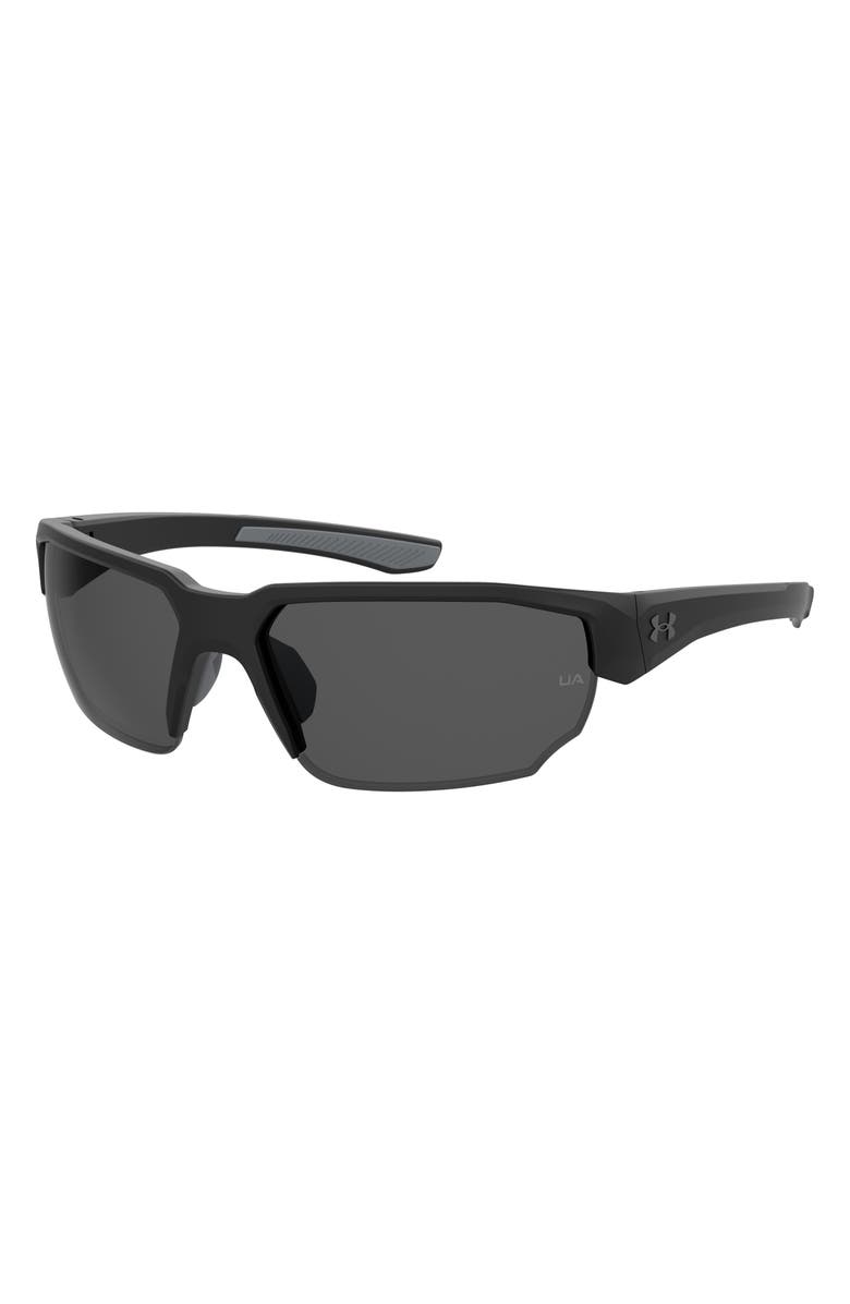 Under Armour 70mm Polarized Oversize Sport Sunglasses, Alternate, color, Matte Black