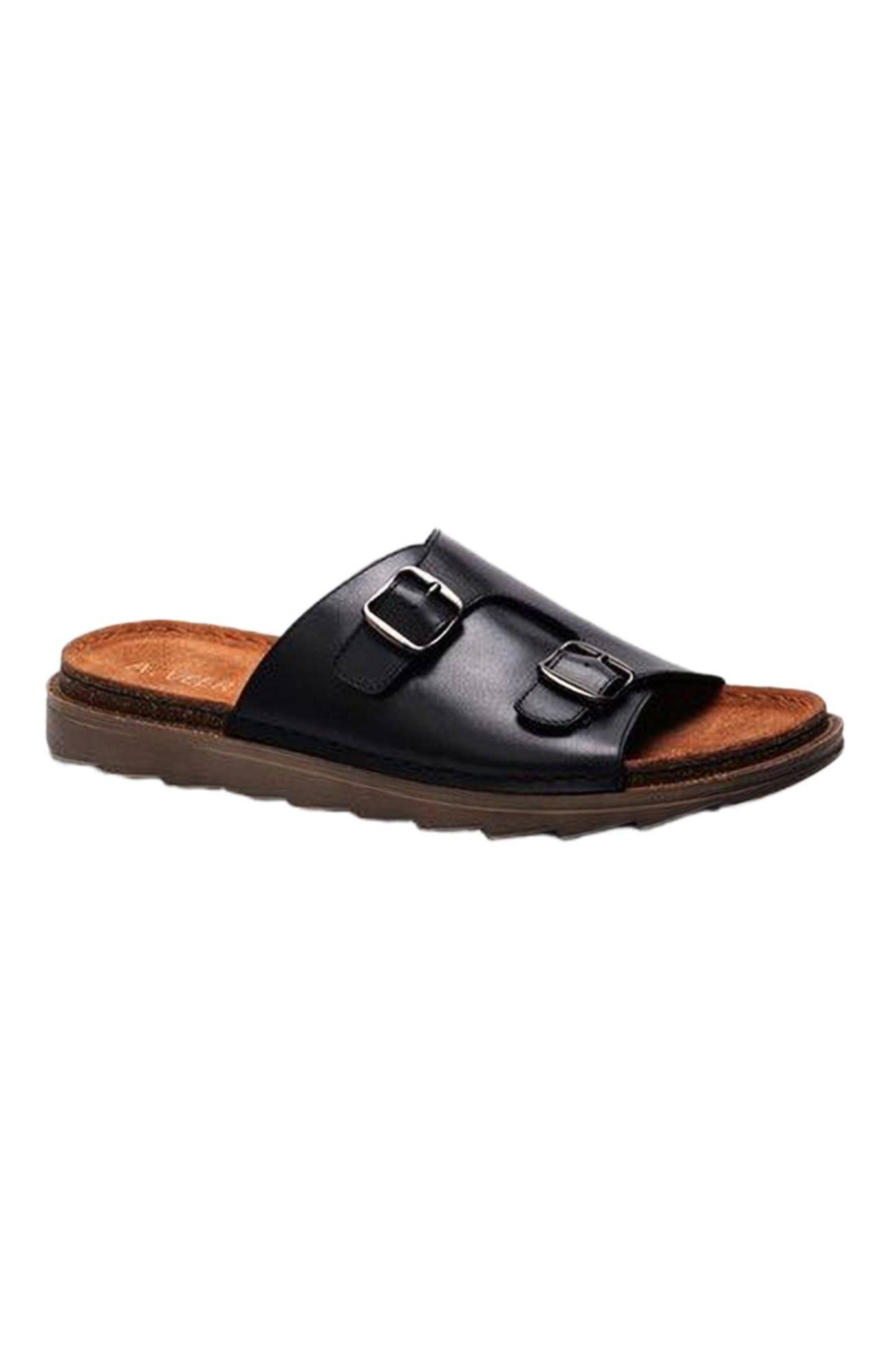 A. Veer Havana Double Strap Sandal, Main, color, Black Leather