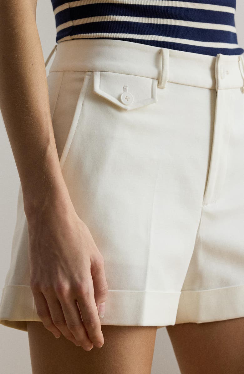 Lauren Ralph Lauren High Rise Stretch Cotton Shorts, Alternate, color, White