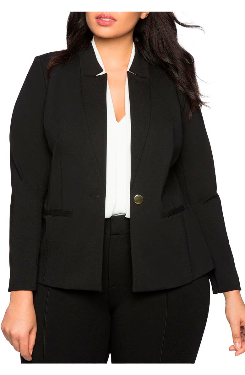 ELOQUII The Ultimate Stretch One Button Blazer, Main, color, Black