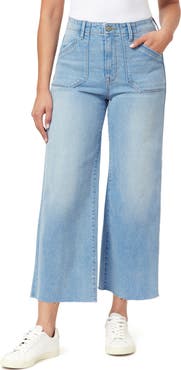 Kensie High Waist Raw Hem Crop Wide Leg Jeans