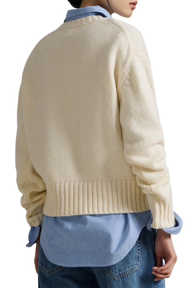 Logo Wool Crewneck Sweater, Alternate, color, CREAM