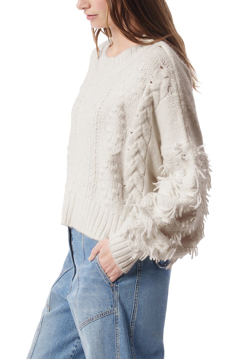 DO by Dee Ocleppo Cassia Fringe Cable Sweater, Alternate, color, Natural