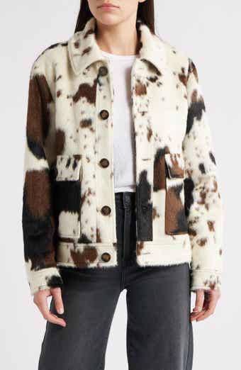 Cow Print Faux Fur Jacket