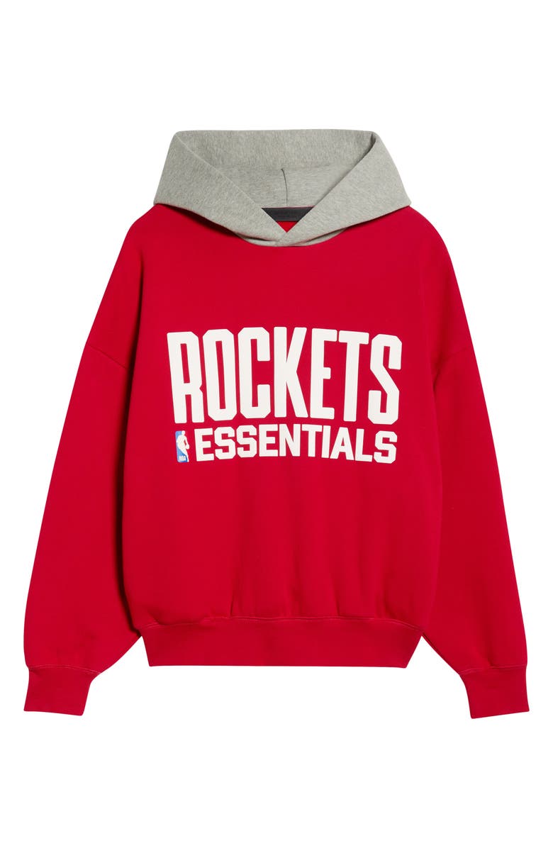 Fear of God Essentials x NBA Rockets Sports Fit Hoodie, Alternate, color, Red/ Concrete Heather