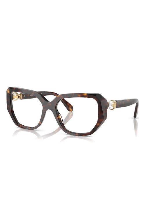 Swarovski 55mm Geometric Optical Glasses In Havana