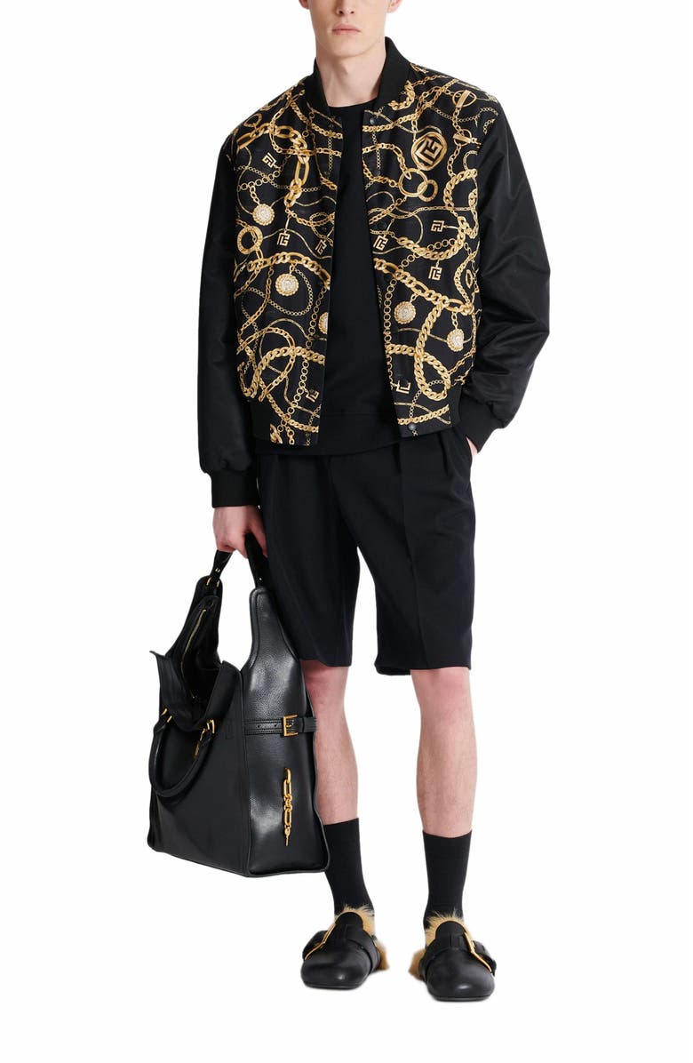Balmain Sweater With Chain Lion Buttons, Alternate, color, Black