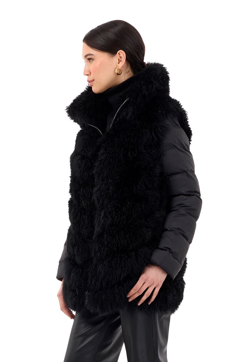 GORSKI Cashmere Goat Chevron Jacket With Detachable Quilted Sleeves, Alternate, color, Black/Black