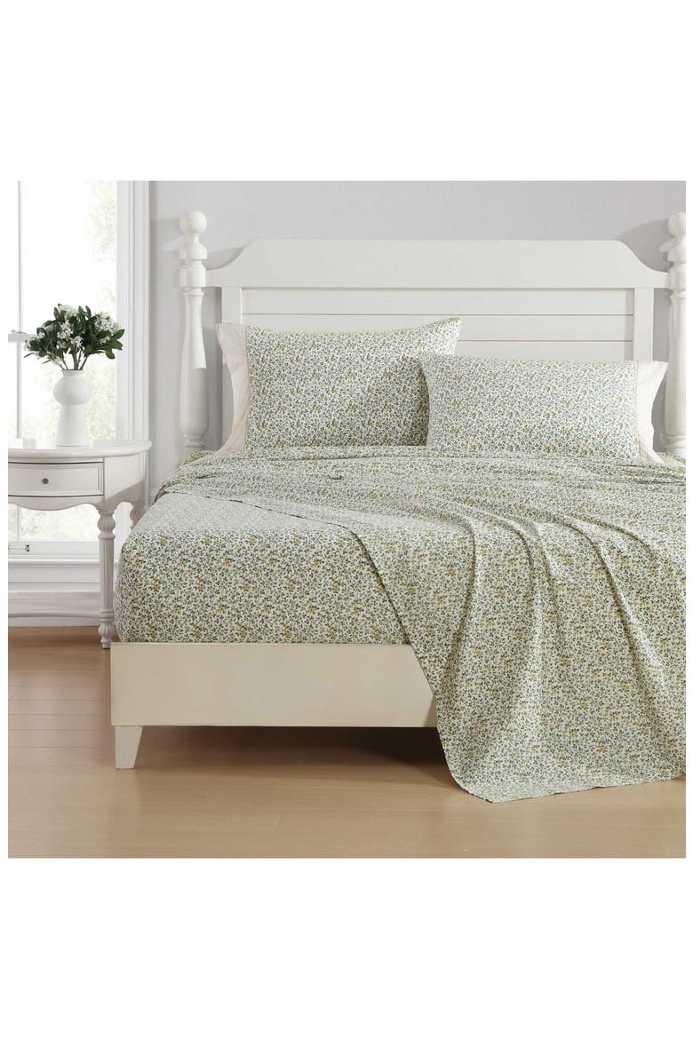 Tierney Cotton Percale Sheet Set, Alternate, color, GREEN