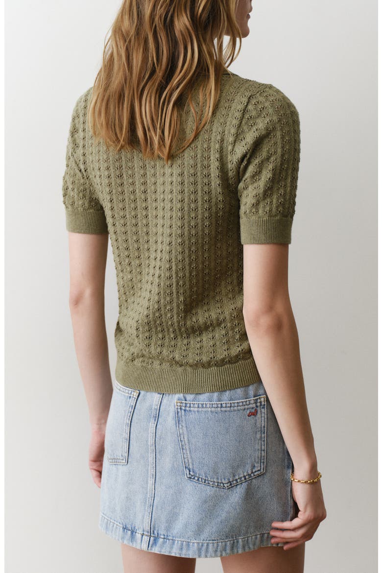 Piper Pointelle Stitch Cotton Button-Up Shirt, Alternate, color, SAGE