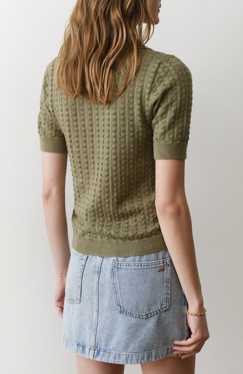 Marine Layer Piper Pointelle Stitch Cotton Button-Up Shirt, Alternate, color, Sage