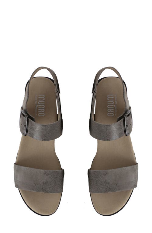 Munro Cleo Sandal In Titanium Metallic Calf Leather
