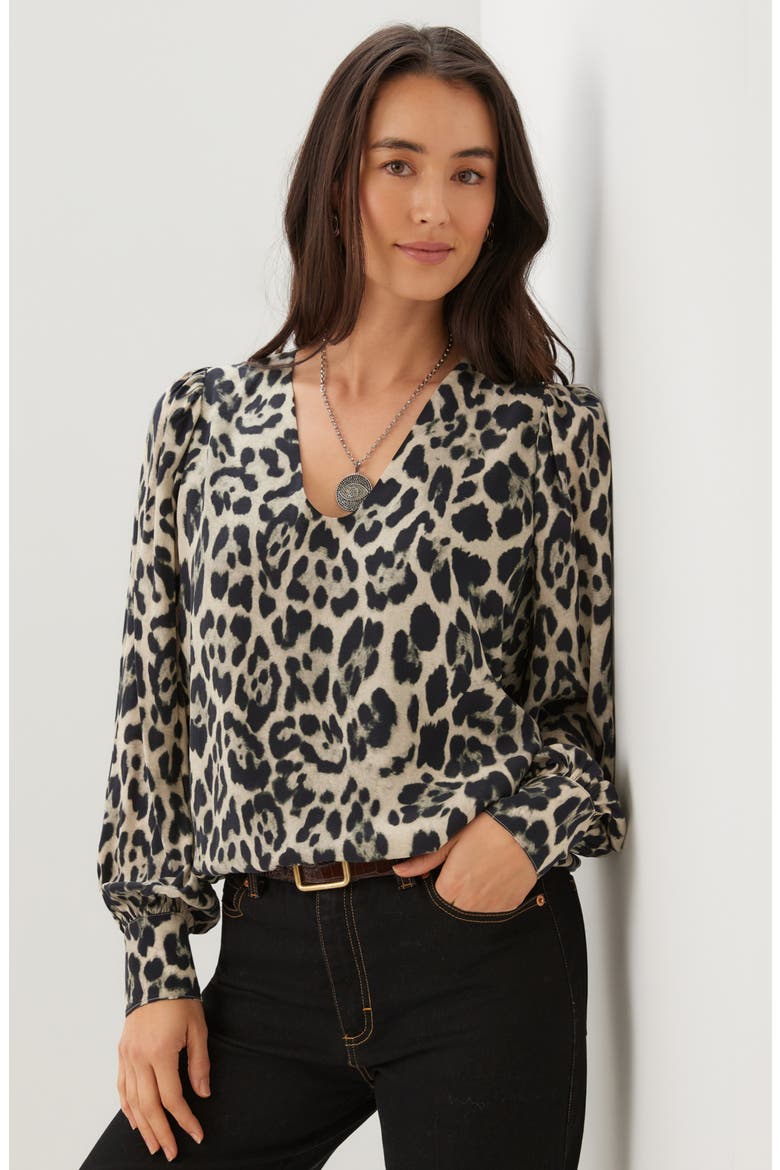 Puff Sleeve V-Neck Top, Alternate, color, PRINT