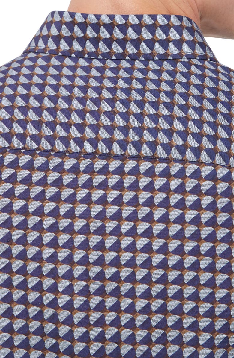 Bugatchi Julian Shaped Fit Print Button-Up Shirt, Alternate, color, Navy