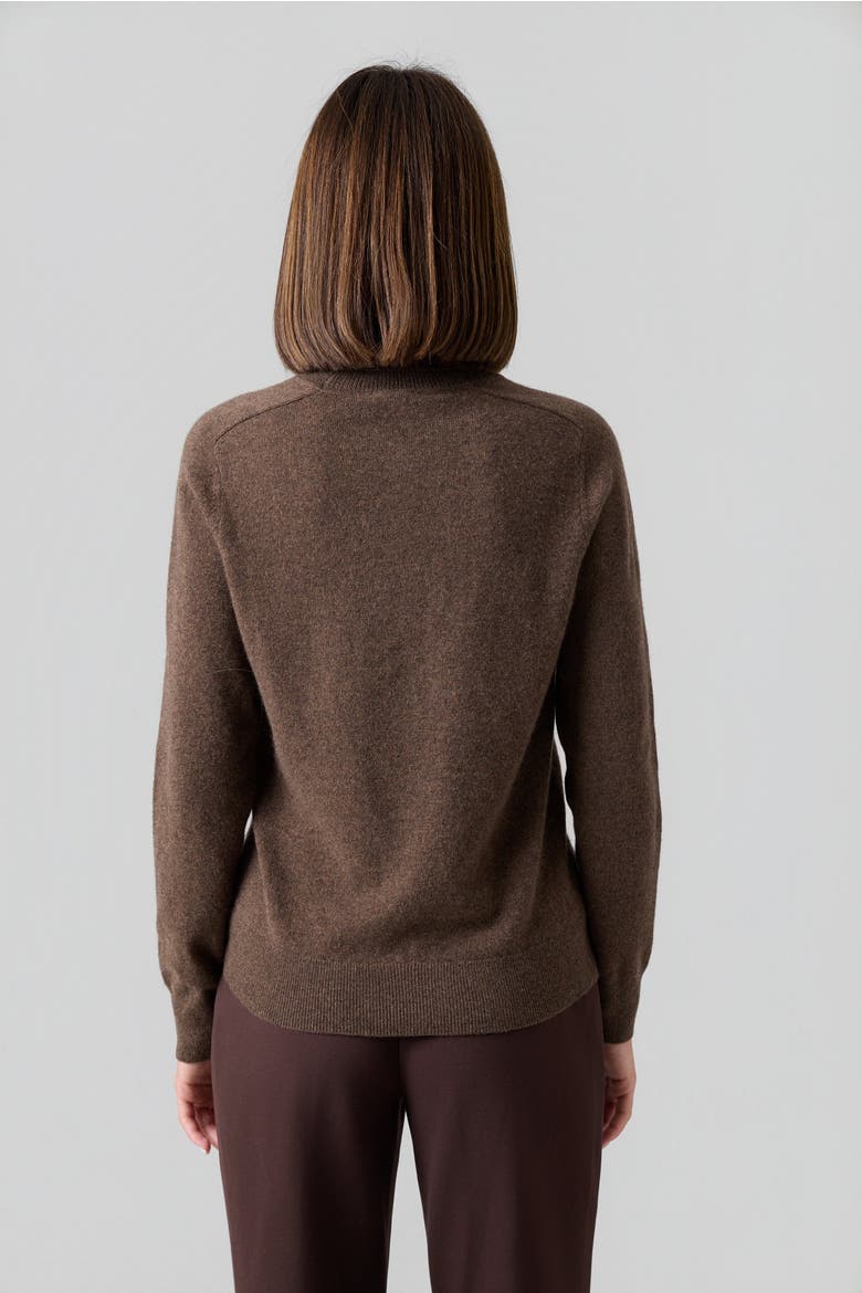 Mongolian Cashmere Turtleneck Sweater, Alternate, color, Brown
