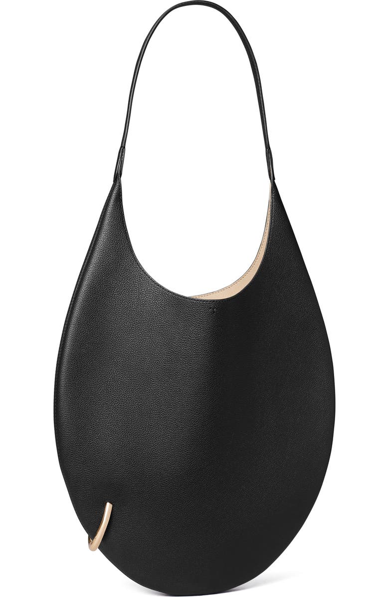 Tory Burch Pierced Soft Leather Shoulder Bag, Alternate, color, Black