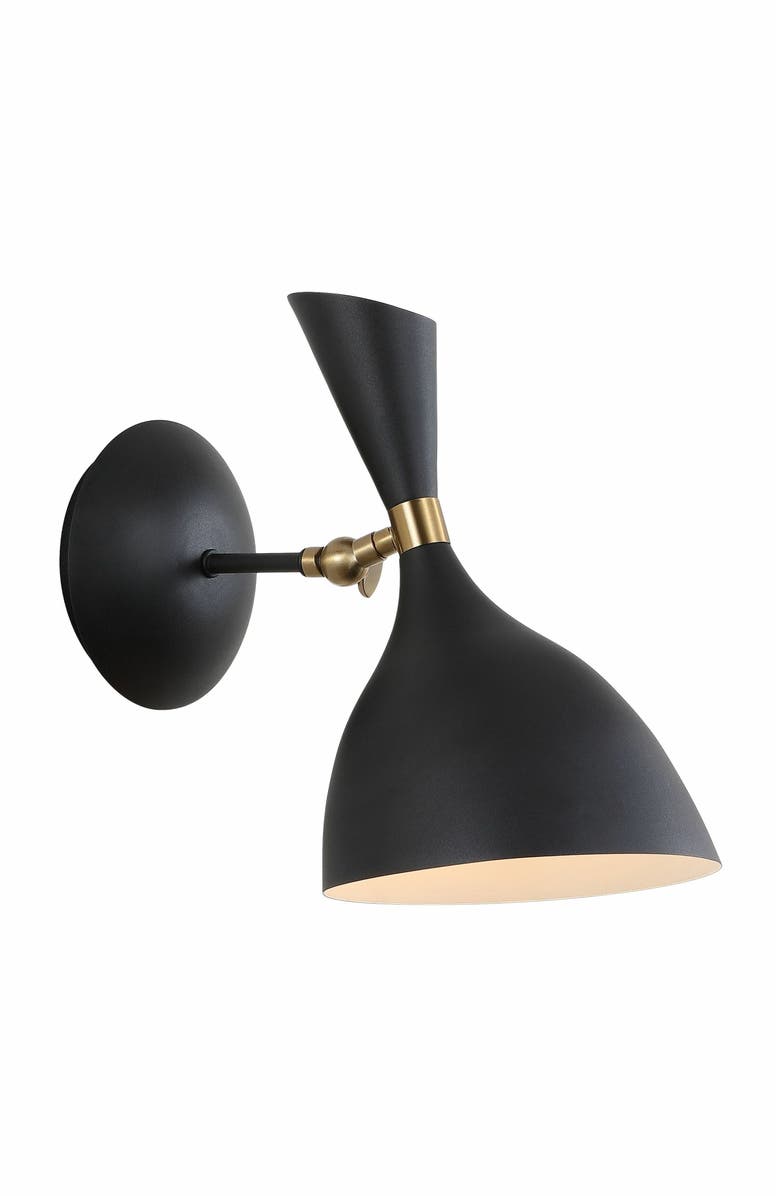 JONATHAN Y Josef Iron Retro LED Wall Sconce, Main, color, Black/Brass Gold