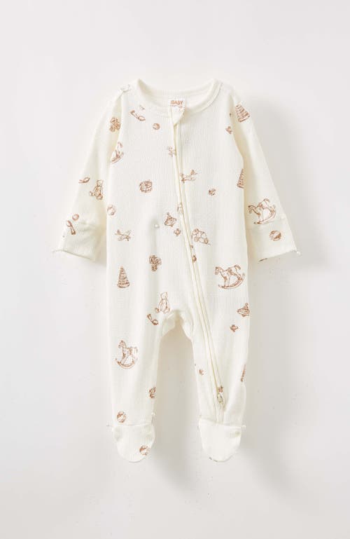 Cotton On Kids Organic Pointelle Zip All In One Romper In Milk Vintage Toys