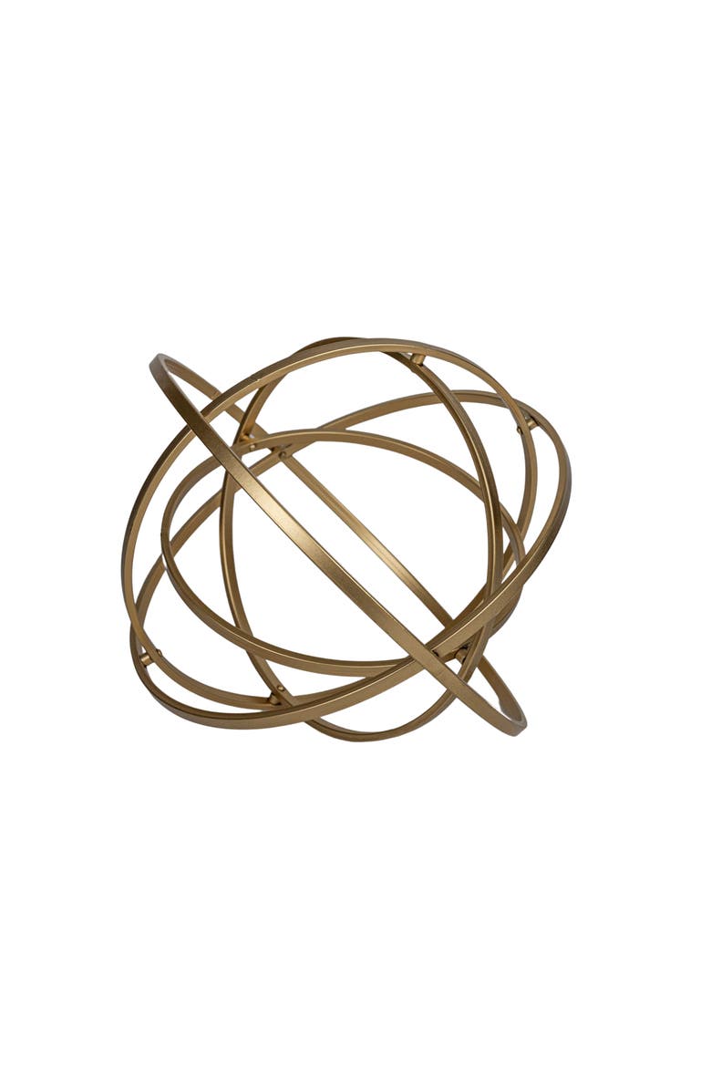12" Prescott Decorative Tabletop Brass Metal Folding Garden Orb Figurine, Main, color, Gold