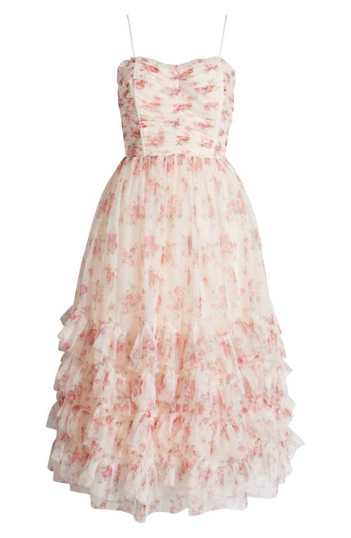 LUCY PARIS LUCY PARIS IRINA FLORAL RUFFLE FIT & FLARE MIDI DRESS