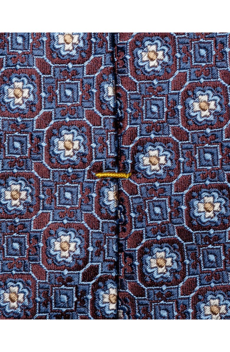 Eton Floral Medallion Silk Jacquard Tie, Alternate, color, Medium Red