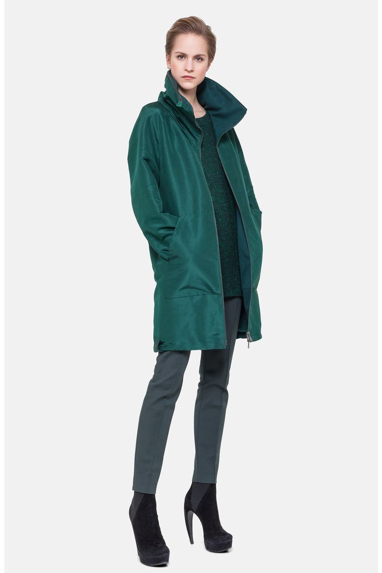 Reversible Silk & Cashmere Parka, Alternate, color, GREEN
