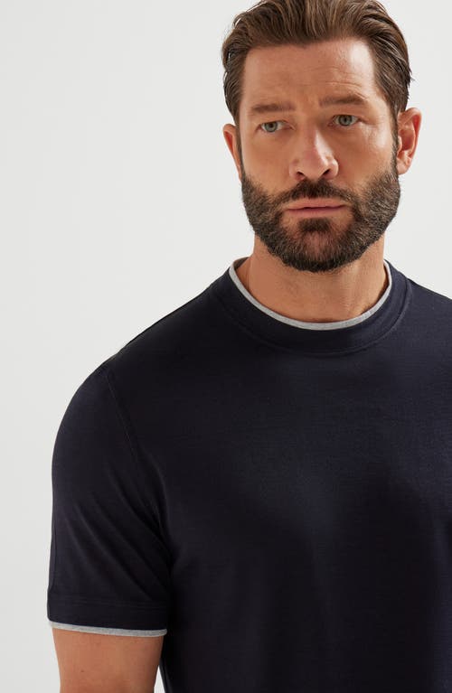 Brunello Cucinelli T-shirt With Faux-layering In Blue