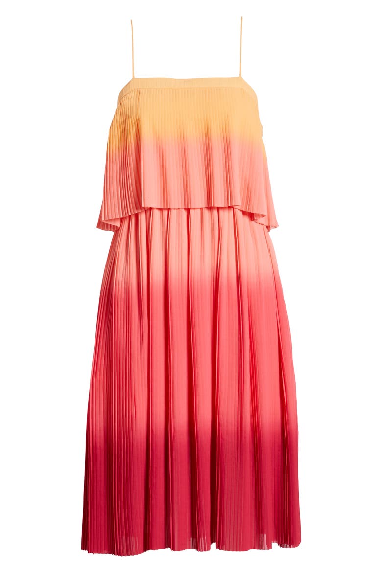 Pleated Sundress, Alternate, color, OMBRE CORAL WASH