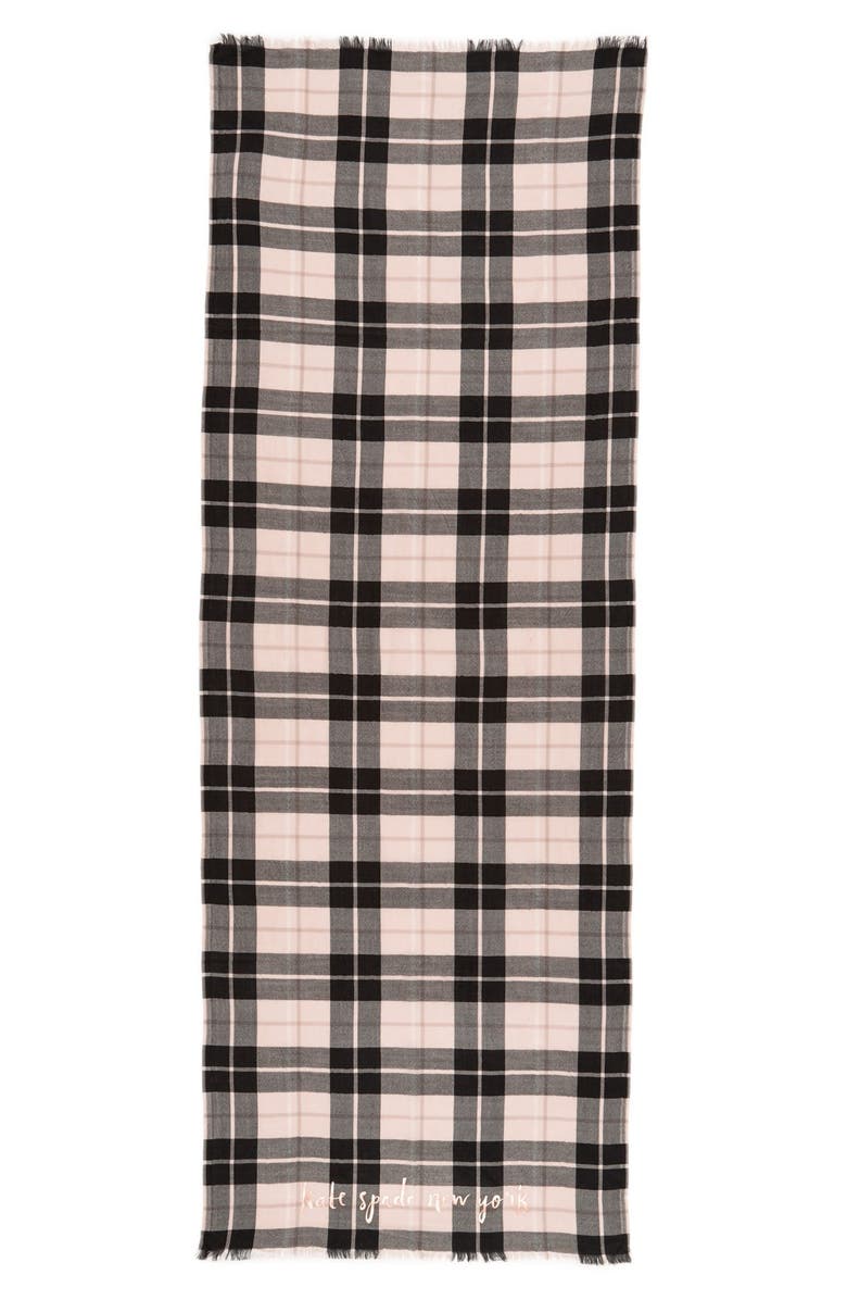 Kate Spade New York 'woodland plaid' wool scarf, Alternate, color, 