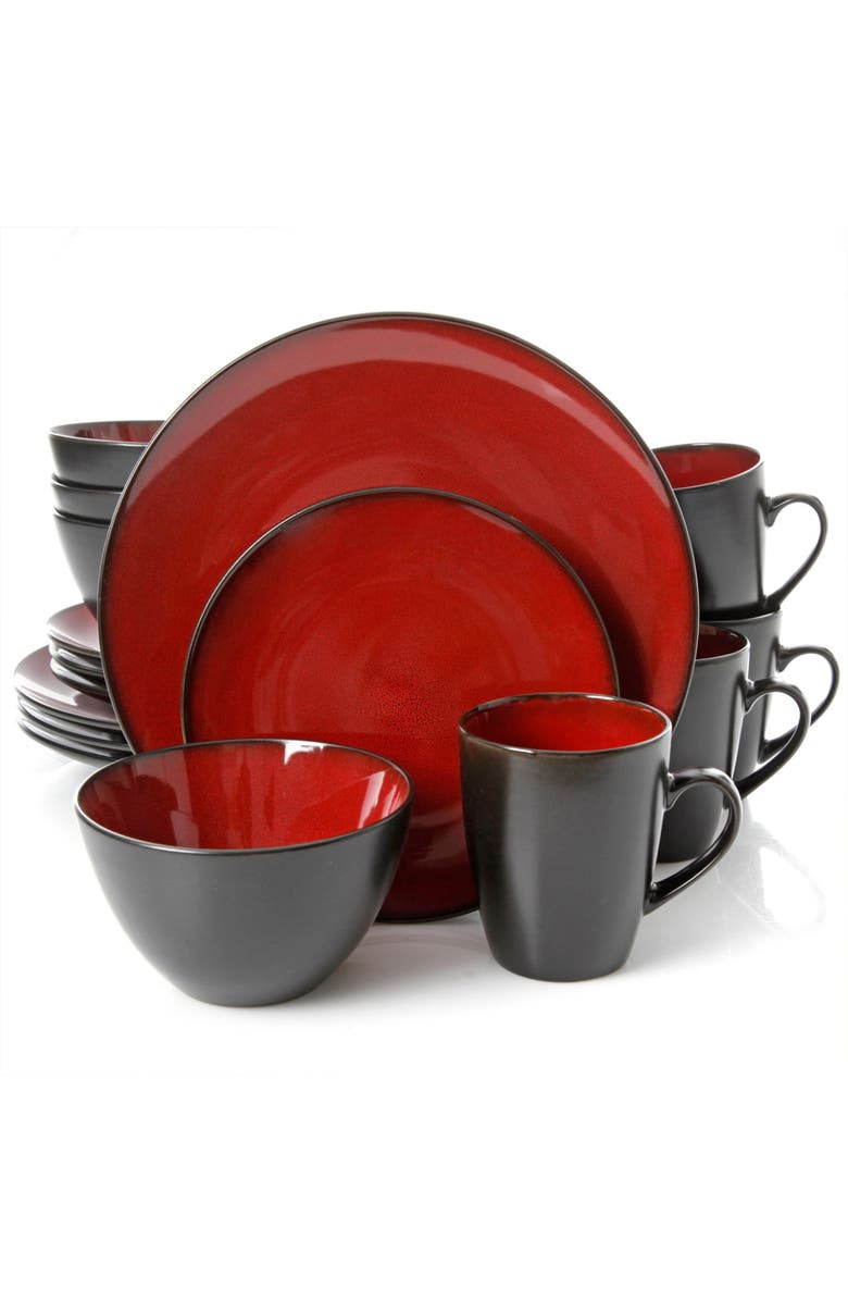 Gibson Home Round 16-Piece Dinnerware Set, Burgundy, Main, color, Red