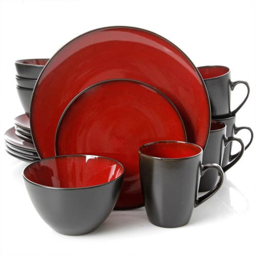 Gibson Home Round 16-piece Dinnerware Set, Burgundy In Blue